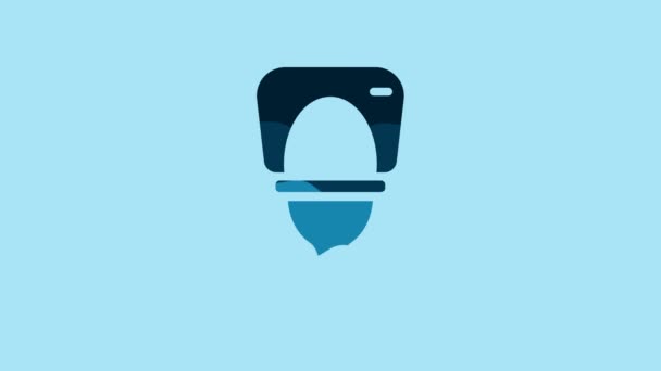 Blue Toilet Bowl Icon Isolated Blue Background Video Motion Graphic — Vídeos de Stock