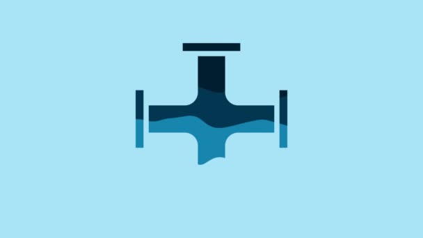 Blue Industry Metallic Pipe Icon Isolated Blue Background Plumbing Pipeline — Vídeo de stock