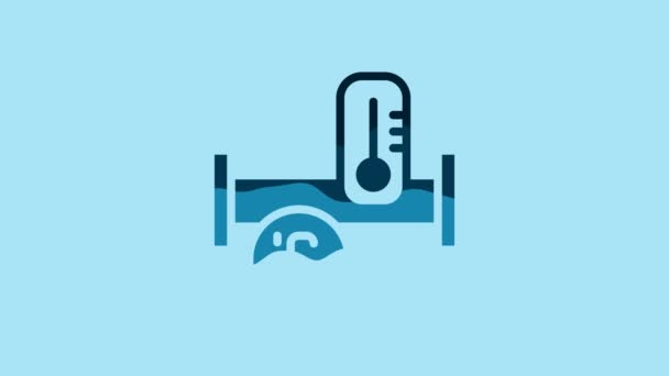Blue Industry Metallic Pipe Temperature Icon Isolated Blue Background Plumbing — Video Stock