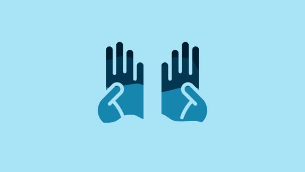 Blue Rubber Gloves Icon Isolated Blue Background Latex Hand Protection — Stock videók
