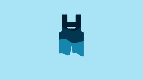 Blue Work Overalls Icon Isolated Blue Background Video Motion Graphic — Vídeo de Stock