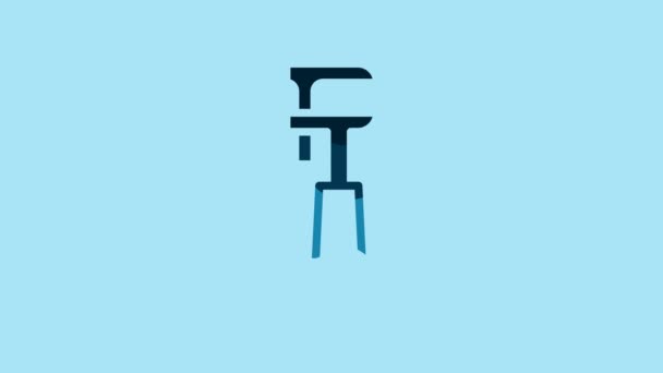 Blue Pipe Adjustable Wrench Icon Isolated Blue Background Video Motion — Stockvideo