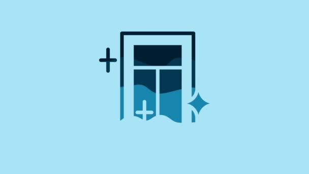 Blue Cleaning Service Window Icon Isolated Blue Background Squeegee Scraper — Vídeo de Stock