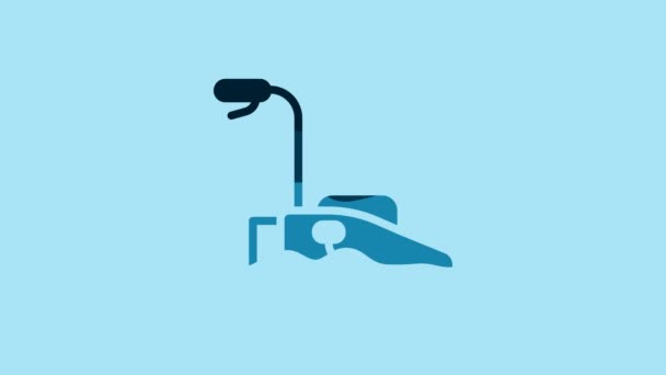 Blue Lawn Mower Icon Isolated Blue Background Lawn Mower Cutting — Stockvideo