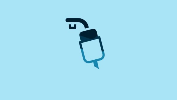 Blue Vacuum Cleaner Icon Isolated Blue Background Video Motion Graphic — Stock video