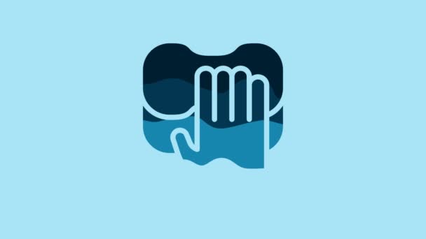 Blue Cleaning Service Icon Isolated Blue Background Latex Hand Protection — 비디오