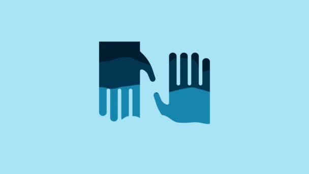 Blue Rubber Gloves Icon Isolated Blue Background Latex Hand Protection — 비디오