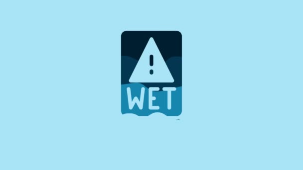 Blue Wet Floor Cleaning Progress Icon Isolated Blue Background Cleaning — Video