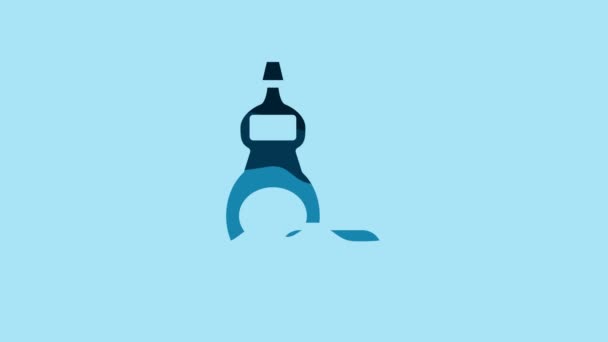 Blue Dishwashing Liquid Bottle Icon Isolated Blue Background Liquid Detergent — Stock video
