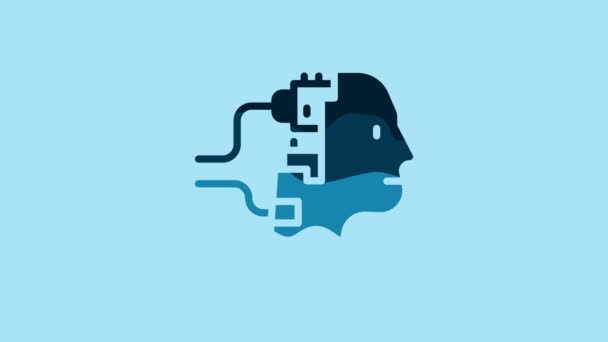 Blue Robot Connected Maintenance Icon Isolated Blue Background Artificial Intelligence — Video Stock