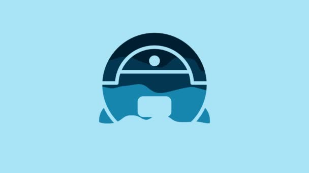 Blue Robot Vacuum Cleaner Icon Isolated Blue Background Home Smart — Αρχείο Βίντεο
