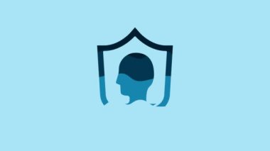 Blue Life insurance with shield icon isolated on blue background. Security, safety, protection, protect concept. 4K Video motion graphic animation .