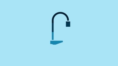 Blue Water tap icon isolated on blue background. 4K Video motion graphic animation .