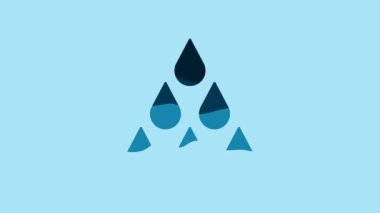 Blue Water drop icon isolated on blue background. 4K Video motion graphic animation .