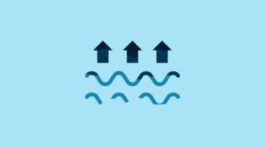 Blue Waves of water and evaporation icon isolated on blue background. 4K Video motion graphic animation .