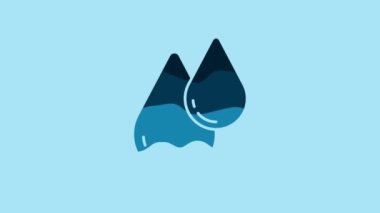 Blue Water drop icon isolated on blue background. 4K Video motion graphic animation .