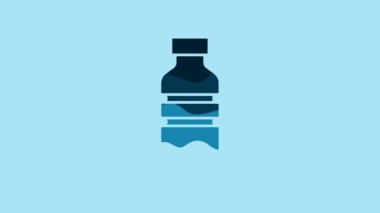 Blue Bottle of water icon isolated on blue background. Soda aqua drink sign. 4K Video motion graphic animation .