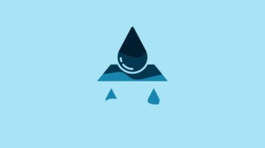 Blue Recycle clean aqua icon isolated on blue background. Drop of water with sign recycling. 4K Video motion graphic animation .