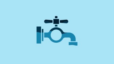 Blue Water tap icon isolated on blue background. 4K Video motion graphic animation .