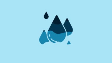 Blue Water drop icon isolated on blue background. 4K Video motion graphic animation .