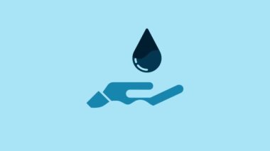 Blue Washing hands with soap icon isolated on blue background. Washing hands with soap to prevent virus and bacteria. 4K Video motion graphic animation .