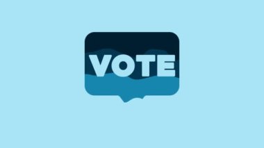 Blue Vote icon isolated on blue background. 4K Video motion graphic animation .