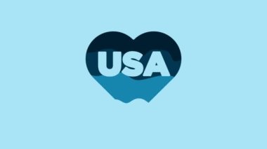 Blue USA Independence day icon isolated on blue background. 4th of July. United States of America country. 4K Video motion graphic animation .