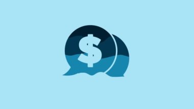 Blue Coin money with dollar symbol icon isolated on blue background. Banking currency sign. Cash symbol. 4K Video motion graphic animation .