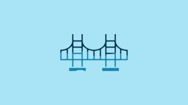 Blue Golden gate bridge icon isolated on blue background. San Francisco California United States of America. 4K Video motion graphic animation .