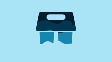 Blue Coffee cup to go icon isolated on blue background. 4K Video motion graphic animation .