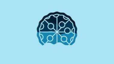 Blue Pizza icon isolated on blue background. Fast food menu. 4K Video motion graphic animation .