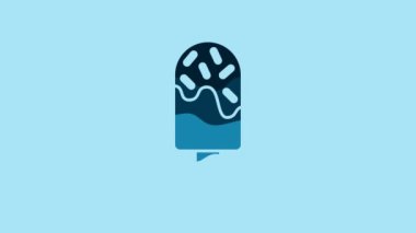 Blue Ice cream icon isolated on blue background. Sweet symbol. 4K Video motion graphic animation .
