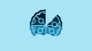 Blue Pizza icon isolated on blue background. Fast food menu. 4K Video motion graphic animation .