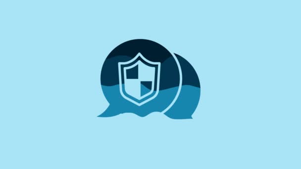 Blue Location Shield Icon Isolated Blue Background Insurance Concept Guard — Wideo stockowe