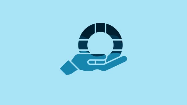 Blue Lifebuoy Hand Icon Isolated Blue Background Lifebelt Symbol Video — Stockvideo