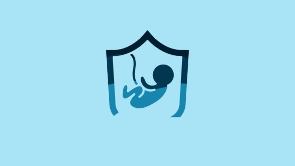 Blue Life Insurance Shield Icon Isolated Blue Background Security Safety — Video Stock