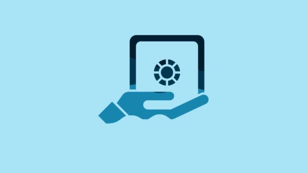 Blue Safe Hand Icon Isolated Blue Background Insurance Concept Security — Vídeo de stock