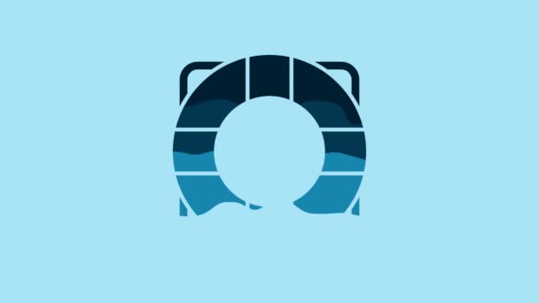 Blue Lifebuoy Icon Isolated Blue Background Lifebelt Symbol Video Motion — Vídeo de stock