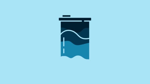 Blue Water Filter Cartridge Icon Isolated Blue Background Video Motion — Stok Video