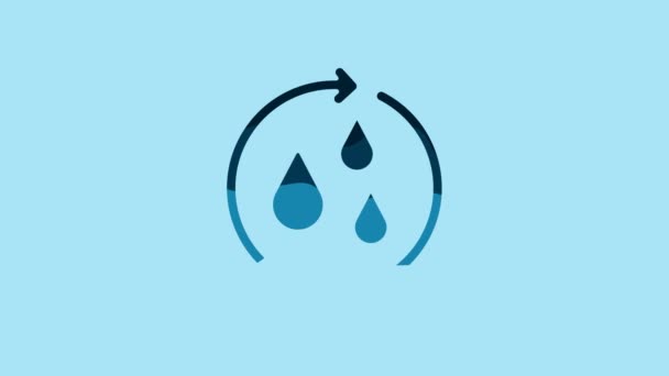 Blue Recycle Clean Aqua Icon Isolated Blue Background Drop Water — Stock video
