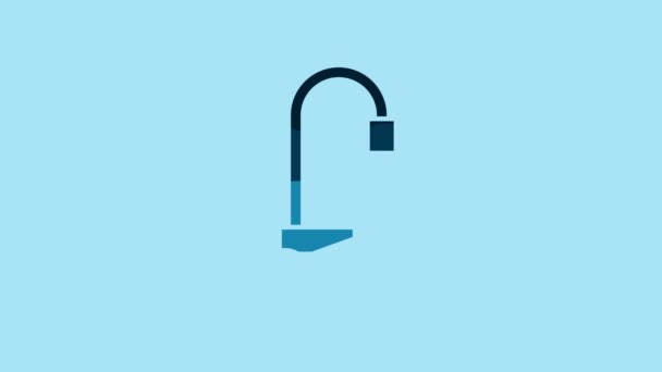 Blue Water Tap Icon Isolated Blue Background Video Motion Graphic — Stok video