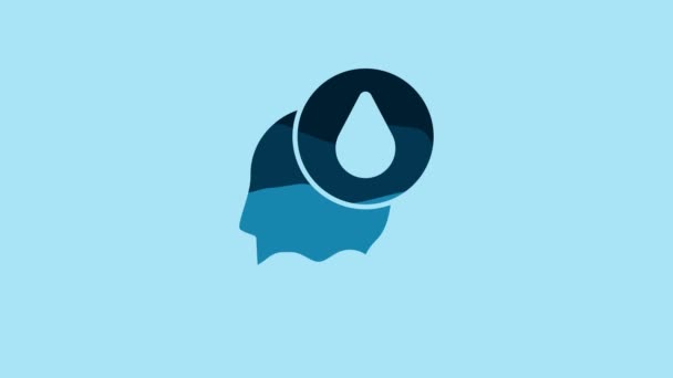 Blue Water Drop Icon Isolated Blue Background Video Motion Graphic — Stock video