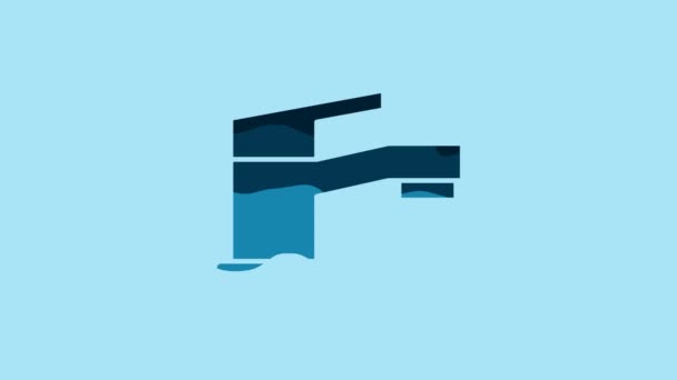 Blue Water Tap Icon Isolated Blue Background Video Motion Graphic — Video Stock
