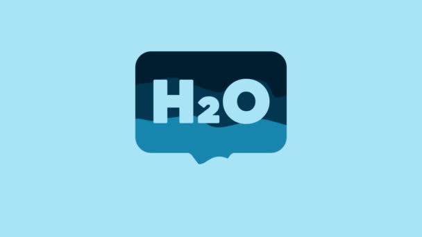 Blå Kjemisk Formel Vanndråper H2O Formet Ikon Isolert Blå Bakgrunn – stockvideo