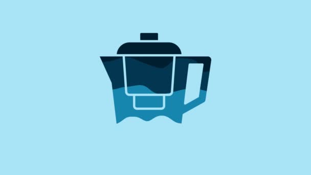Blue Water Jug Filter Icon Isolated Blue Background Video Motion — Video Stock