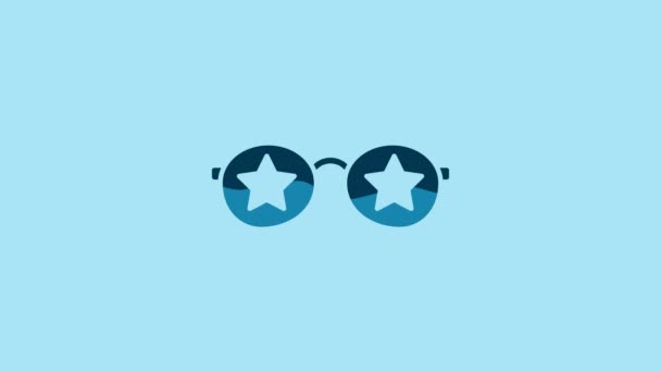 Blue Glasses Stars Icon Isolated Blue Background Happy Independence Day — 비디오
