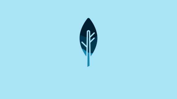 Blue Indian Feather Icon Isolated Blue Background Native American Ethnic — Wideo stockowe