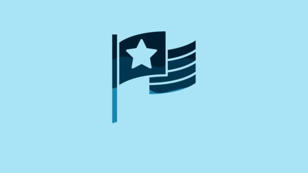 Blue American Flag Icon Isolated Blue Background Flag Usa United — Stockvideo