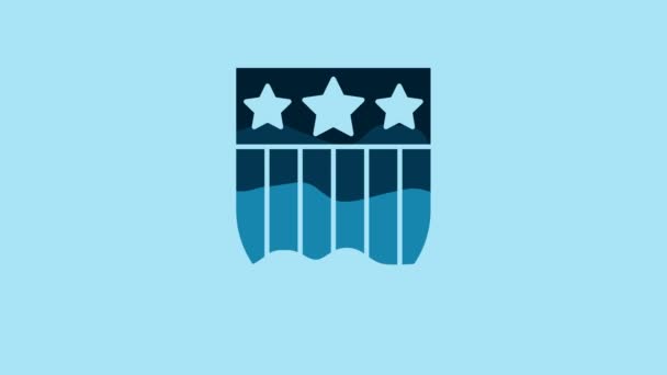 Блакитний Щит Зірками Смужками Ізольований Синьому Фоні Державний Прапор Сполучених — стокове відео