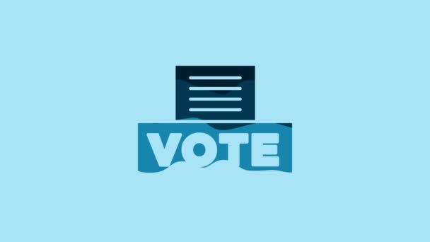 蓝色投票箱或投票箱 带有信封图标 蓝色背景孤立 4K视频运动图形动画 — 图库视频影像